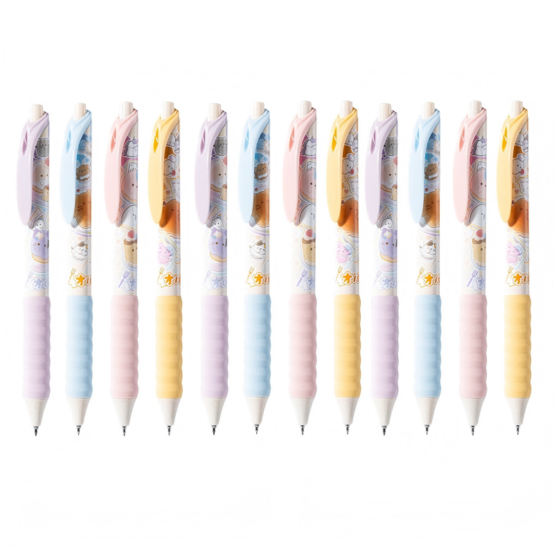 得力(deli) 幽幽家族按动速干中性笔 YY001 12支 0.5mm  黑色（单位：盒）