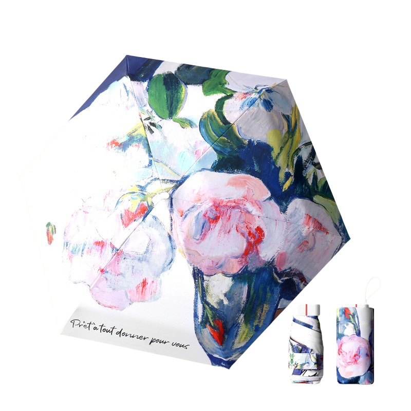 丰懋 插画手绘风迷你晴雨两用太阳伞 FXHJ20240629 52*90cm 扁六折白玫瑰（单位：把）