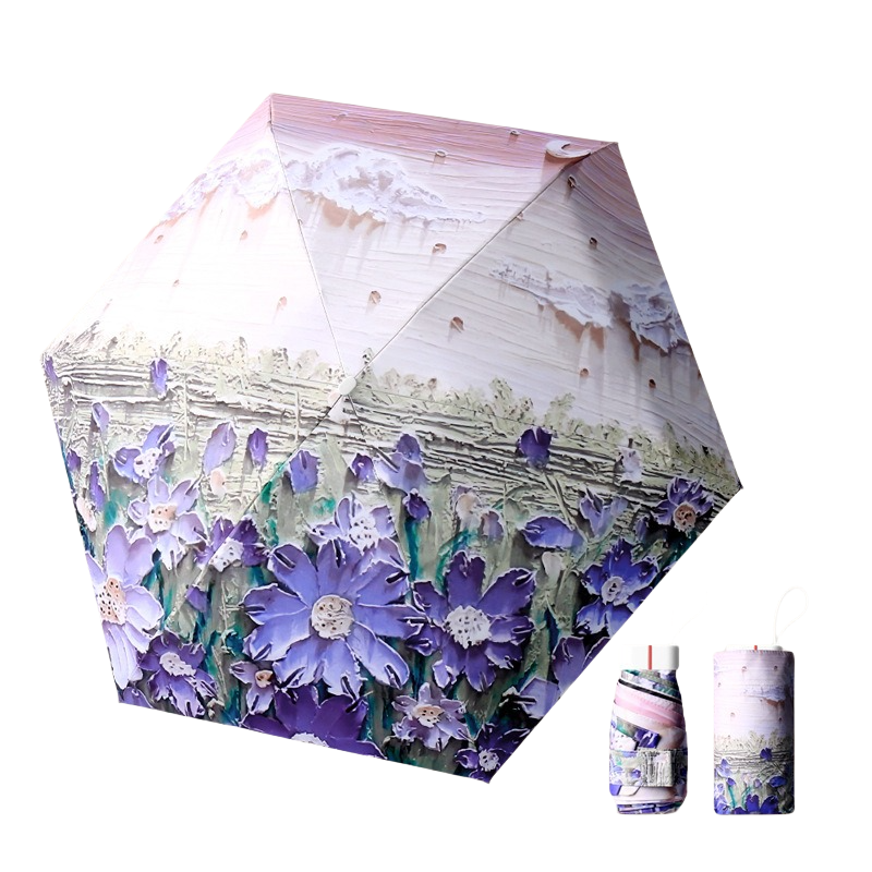丰懋 插画手绘风迷你晴雨两用太阳伞 FXHJ20240629 52*90cm 扁六折繁星罗兰（单位：把）