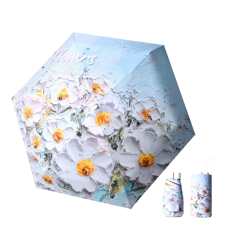 丰懋 插画手绘风迷你晴雨两用太阳伞 FXHJ20240629 52*90cm 扁六折清风繁花（单位：把）