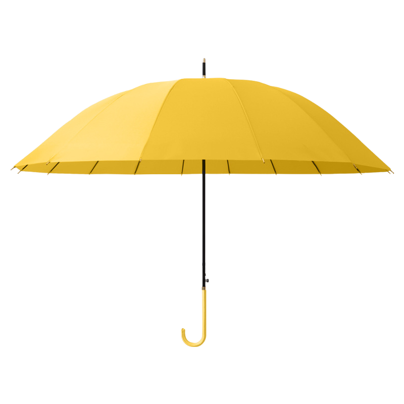丰懋 大号雨伞半自动商务文艺小清新直杆雨伞 FXHJ01 86*104cm  柠檬黄16骨配色皮手柄长柄伞（单位：把）