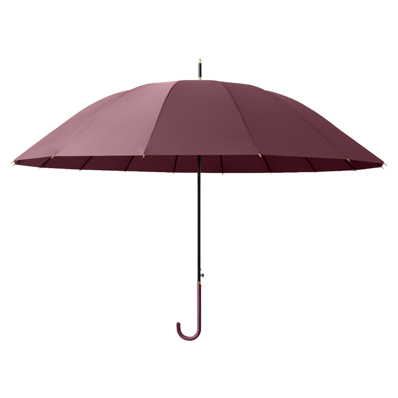 丰懋 大号雨伞半自动商务文艺小清新直杆雨伞 FXHJ01 86*104cm  蜜枣红16骨配色皮手柄长柄伞（单位：把）