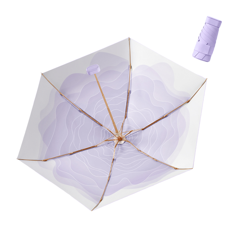 丰懋 时尚便捷彩胶遮阳伞小巧迷你晴雨两用雨伞 FXHJ20250303 52*90cm 扁六折浮光紫（单位：把）