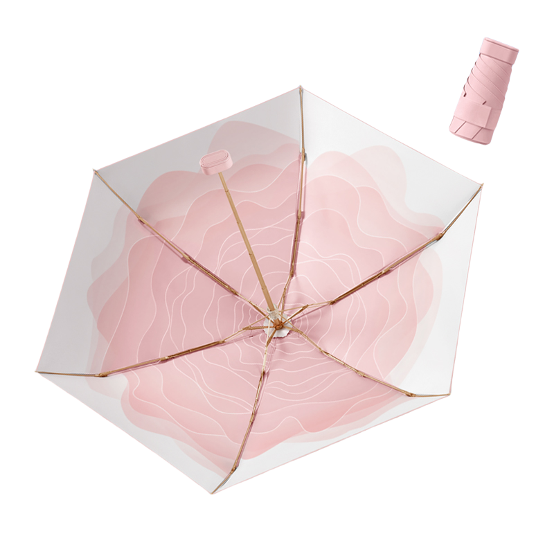 丰懋 时尚便捷彩胶遮阳伞小巧迷你晴雨两用雨伞 FXHJ20250303 52*90cm  扁六折初桃粉（单位：把）