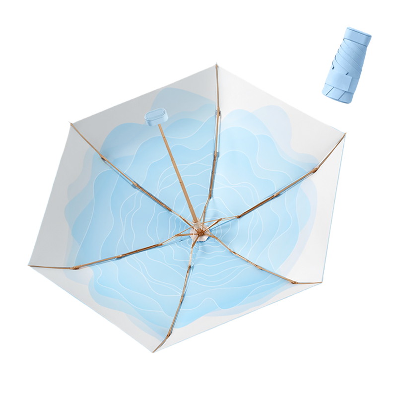 丰懋 时尚便捷彩胶遮阳伞小巧迷你晴雨两用雨伞 FXHJ20250303 52*90cm  扁六折冰川蓝（单位：把）