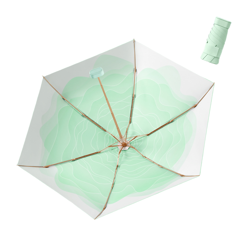 丰懋 时尚便捷彩胶遮阳伞小巧迷你晴雨两用雨伞 FXHJ20250303 52*90cm 扁六折晨雾绿（单位：把）