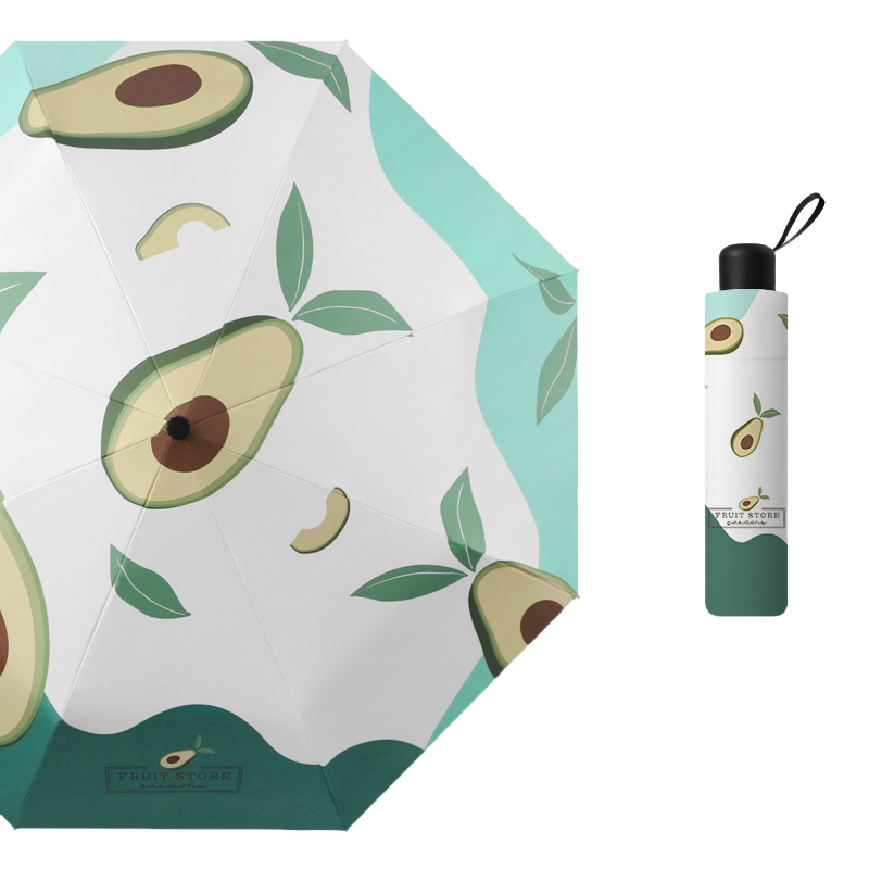 丰懋 小清新防UPF50+隔紫外线黑胶便携折叠雨伞 FXHJ20230224 54.5*98cm  三折牛油果（单位：把）