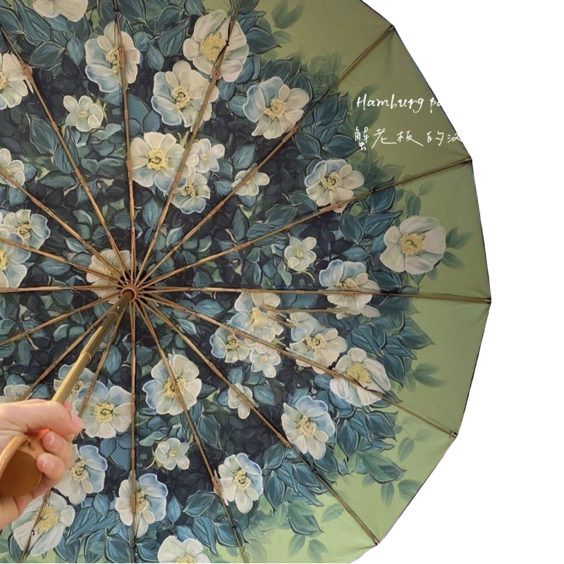 丰懋 蝴蝶古风中国风大号复古16骨彩胶雨伞 FXYB18 61*102cm 白露青枝（单位：把）