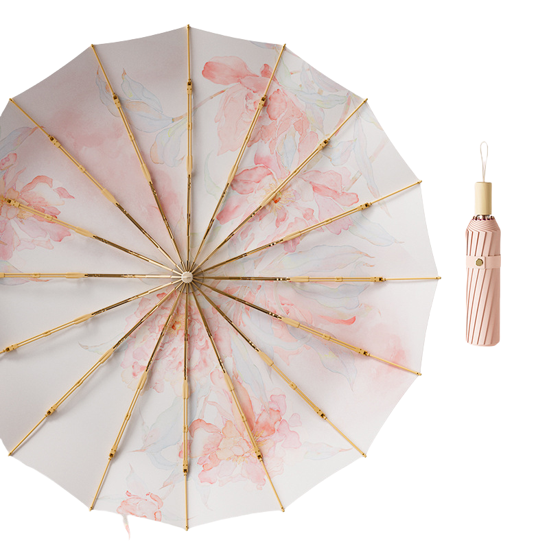 丰懋 蝴蝶古风中国风大号复古16骨彩胶雨伞 FXYB18 61*102cm 云绡叠粉（单位：把）