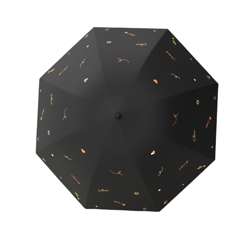 丰懋 小清新黑胶防晒UPF50+太阳伞晴雨两用雨伞 FXYB17 67*97cm  常规流星雅致黑（单位：把）