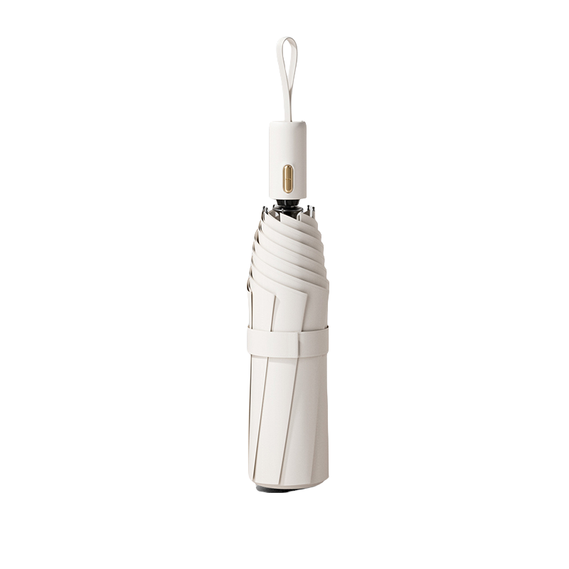 丰懋 全自动晴雨两用黑胶防晒太阳伞折叠高级感雨伞 FXYB3106 57*98cm  甜米白（单位：把）