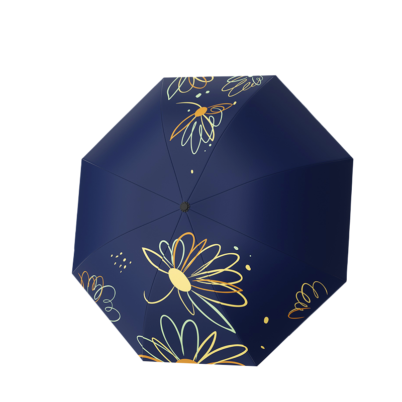 丰懋 高颜值防晒UPF50+防紫外线黑胶轻便携折叠雨伞 FXYB1103 65*98cm  8骨手动深藏青（单位：把）