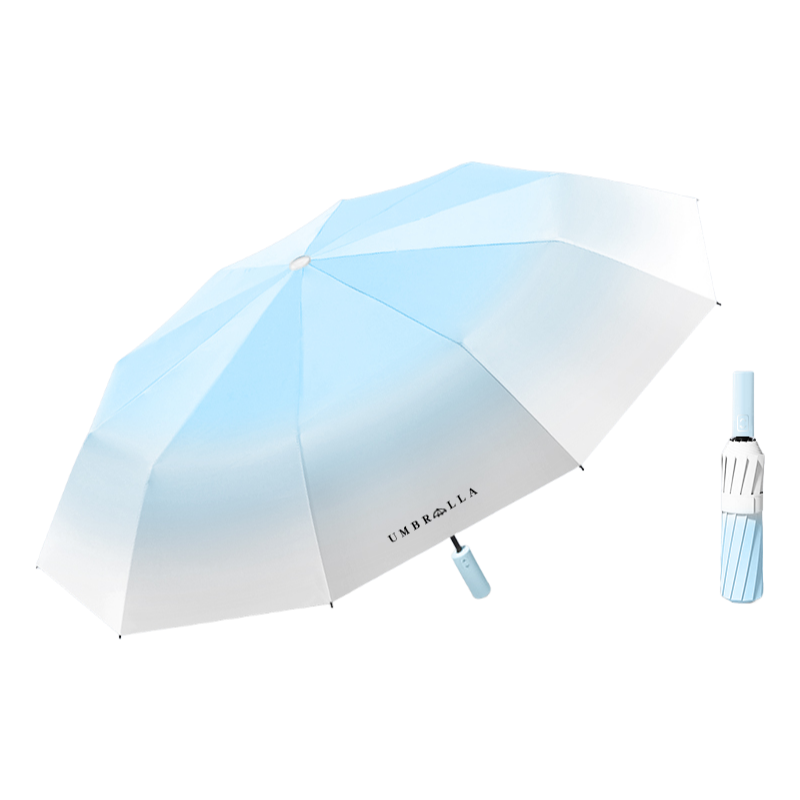 丰懋 盐系渐变晴雨两用大号防晒UPF50+防紫外线太阳伞折叠雨伞 FXYB3129 66*105cm 10骨自动渐变海天蓝（单位：把）