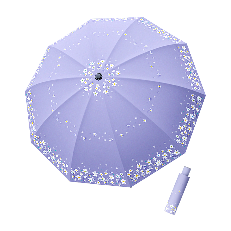 丰懋 黑胶防晒UPF50+晴雨两用遮阳雨伞 FXYB365 68*108cm  手动10骨大号双人繁花熏衣紫（单位：把）