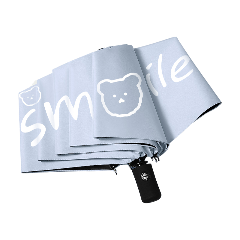 丰懋 卡通黑胶防晒太阳伞男女晴雨两用雨伞 FXYB3027 57*97cm 自动微笑熊雾霾蓝（单位：把）