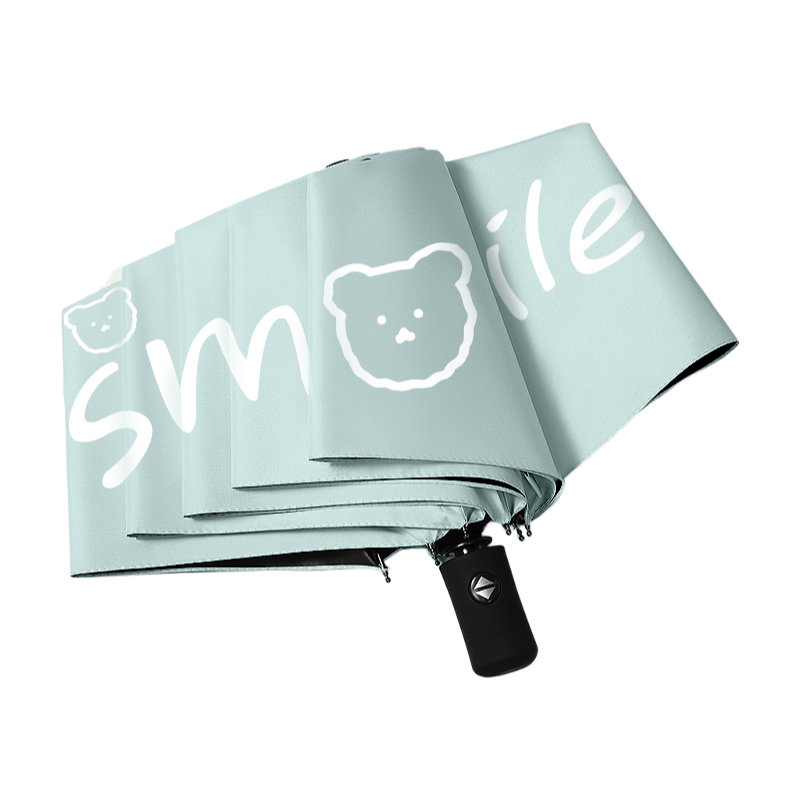 丰懋 卡通黑胶防晒太阳伞男女晴雨两用雨伞 FXYB3027 57*97cm  自动微笑熊暗夜绿（单位：把）