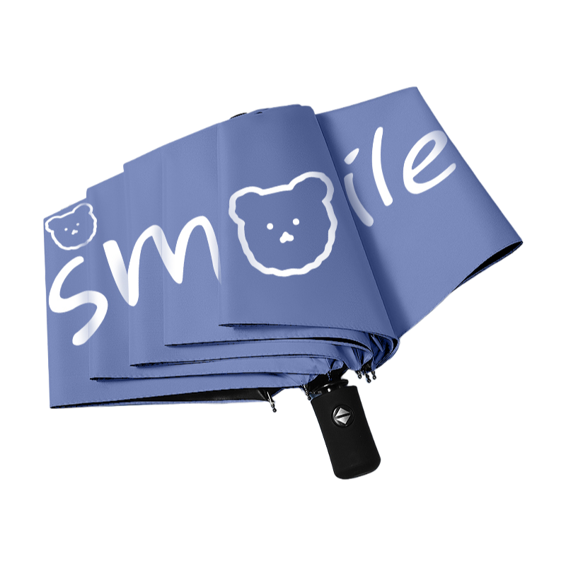 丰懋 卡通黑胶防晒太阳伞男女晴雨两用雨伞 FXYB3027 57*97cm  自动微笑熊晚波蓝（单位：把）