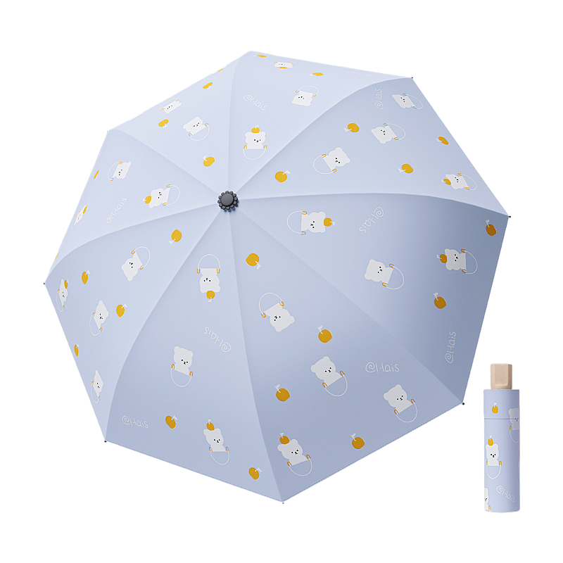 丰懋 黑胶防晒遮阳伞晴雨两用折叠雨伞 FXYB1828 67*98cm  手动跳跳熊雾霾蓝（单位：把）