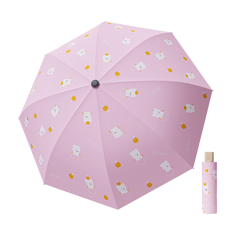 丰懋 黑胶防晒遮阳伞晴雨两用折叠雨伞 FXYB1828 67*98cm 手动跳跳熊粉色（单位：把）