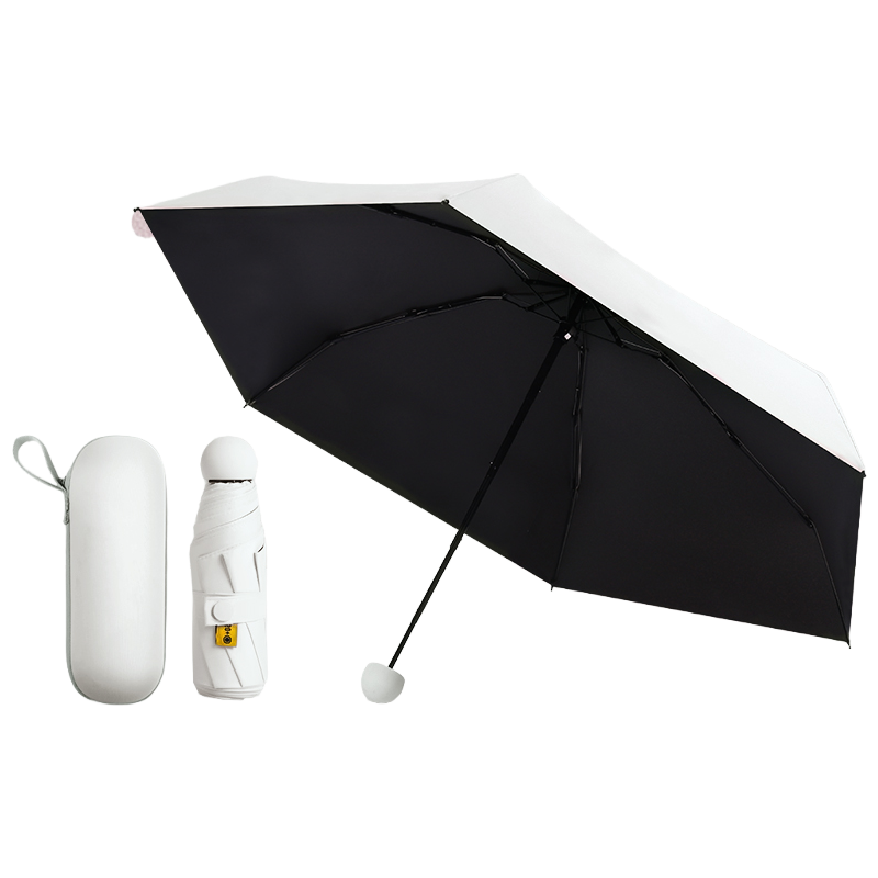 丰懋 胶囊伞防晒UPF50+太阳伞折叠防紫外线雨伞 FXYB2501-2 50*90cm  6骨5折手动月光白（单位：把）