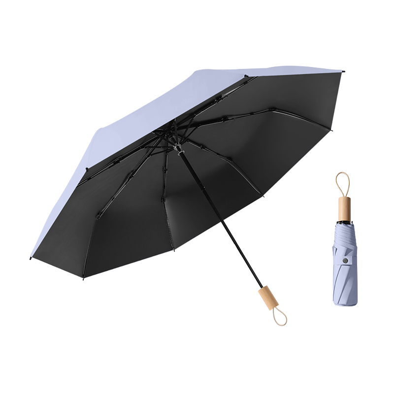 丰懋 黑胶小巧便携防晒UPF50+遮阳太阳伞晴雨两用雨伞 FXHJ09 56*98cm  浅藤紫-三折手开木柄（单位：把）