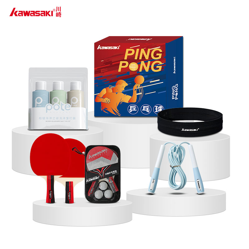 川崎（KAWASAKI） 乒乓球拍运动套装 G13 12件套 红色（单位：套）