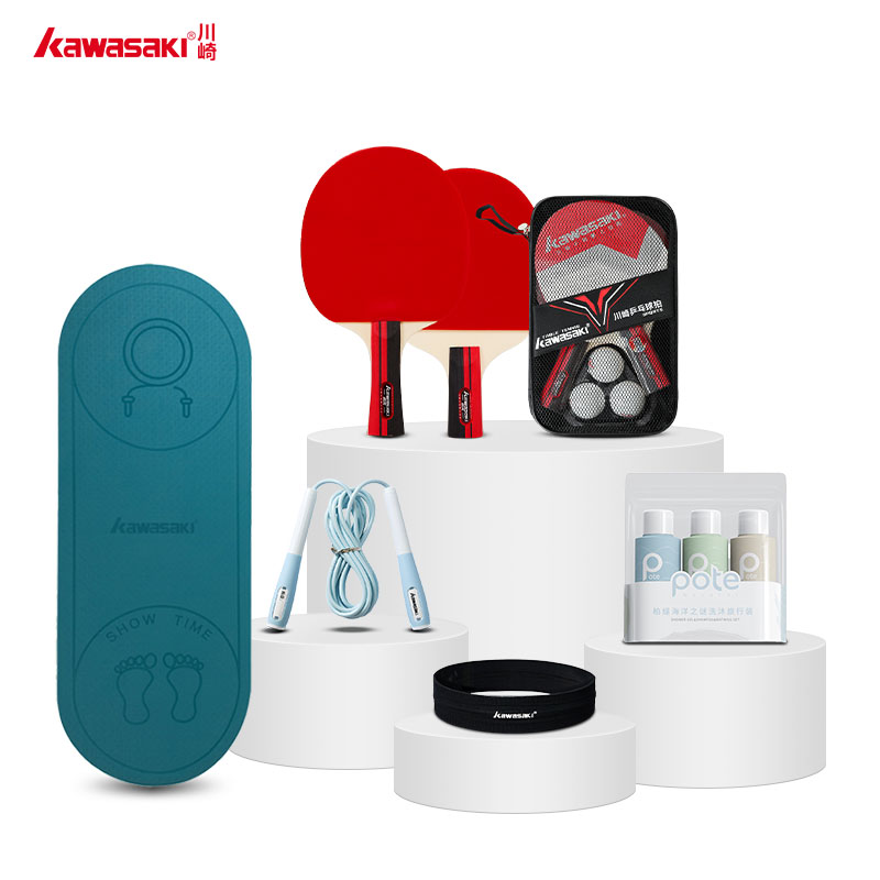 川崎（KAWASAKI） 乒乓球拍运动套装 G16 12件套 红色（单位：套）