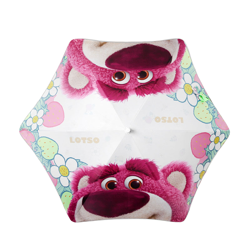 直杆儿童圆角伞手开草莓熊款式2