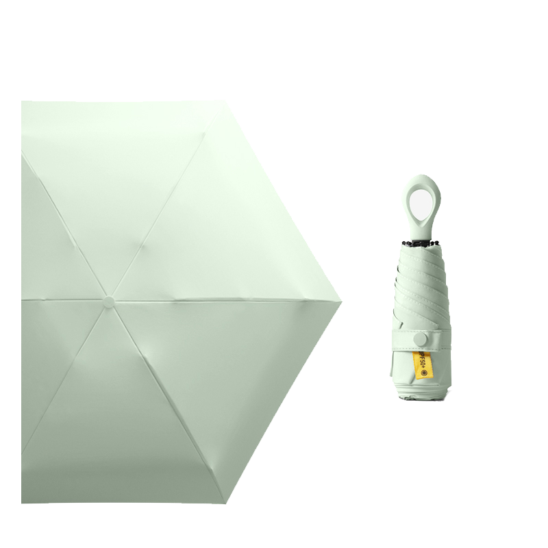 丰懋 胶囊伞五折超轻小巧黑胶专业防晒UPF50+太阳伞折叠雨伞 FXHJ05-1 57*90cm  冷香绿6骨胶囊伞指环手柄（单位：把）