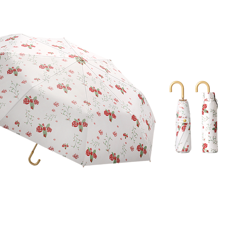 丰懋 复古金胶太阳伞防晒遮阳伞花朵系列雨伞 FXHJ03 60*98cm  清新玫瑰8骨小金钩（单位：把）