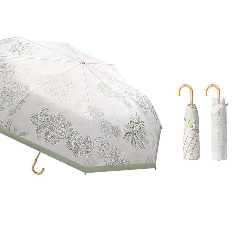 丰懋 复古金胶太阳伞防晒遮阳伞花朵系列雨伞 FXHJ03 60*98cm  清新暮森8骨小金钩（单位：把）