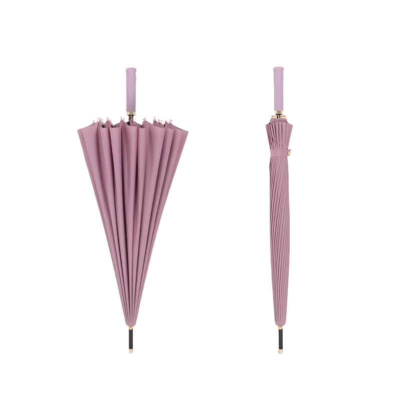 浅紫色24骨自动直杆伞