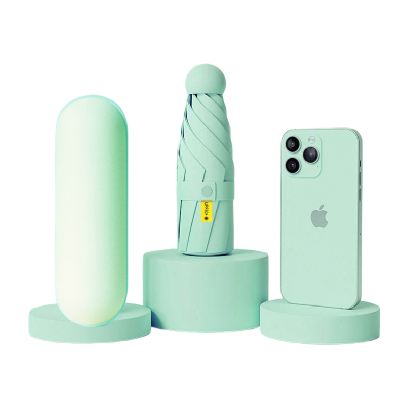 丰懋 五折太阳伞女小巧遮阳伞晴雨两用雨伞 FXYB01 50*90cm  浅绿色6骨含胶囊盒（单位：把）