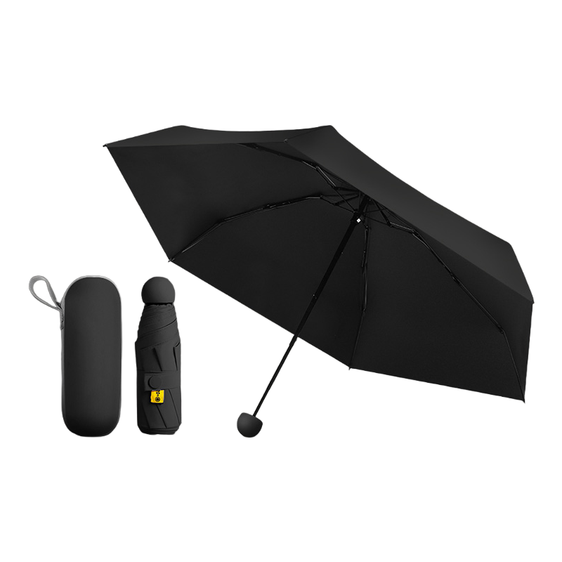 丰懋 五折太阳伞女小巧遮阳伞晴雨两用雨伞 FXYB01 50*90cm  曜石黑6骨含胶囊盒（单位：把）