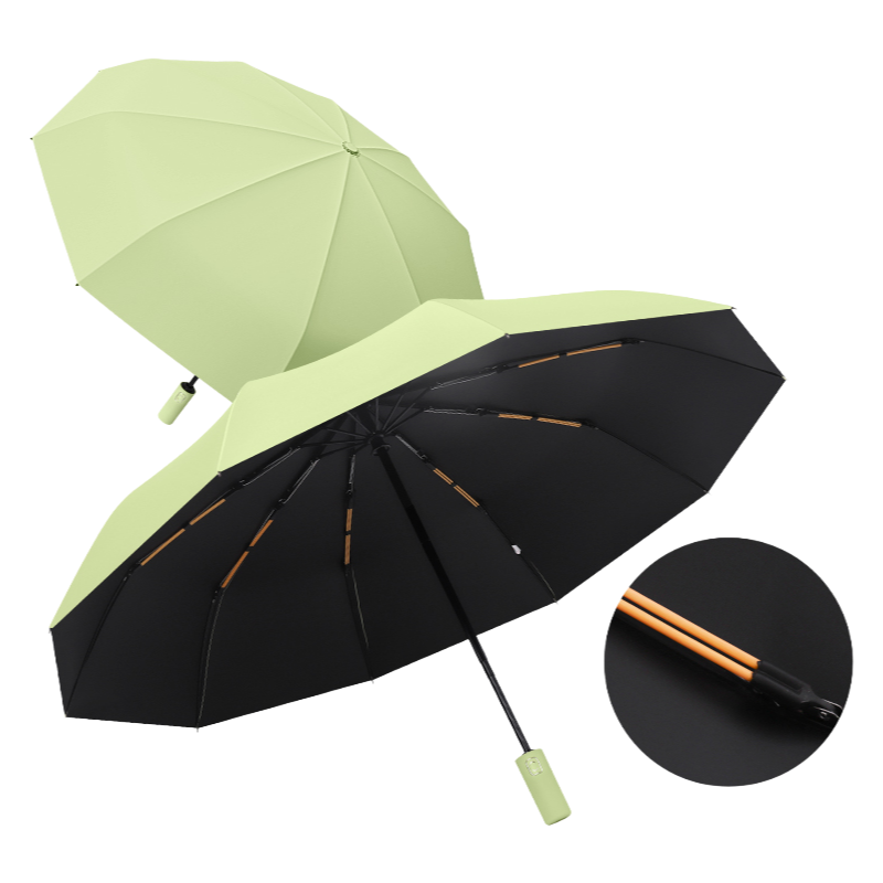 丰懋 自动折叠雨伞黑胶防晒遮阳伞户外双人可用雨伞 FXYB02 64*103cm 10k双骨抹茶绿（单位：把）