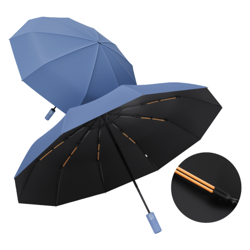 丰懋 自动折叠雨伞黑胶防晒遮阳伞户外双人可用雨伞 FXYB02 64*103cm  10k双骨晚波蓝（单位：把）