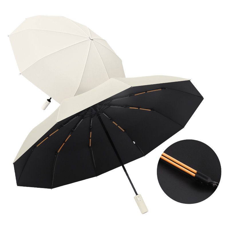 丰懋 自动折叠雨伞黑胶防晒遮阳伞户外双人可用雨伞 FXYB02 64*103cm  10k双骨梧桐米（单位：把）