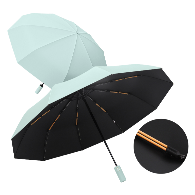 丰懋 自动折叠雨伞黑胶防晒遮阳伞户外双人可用雨伞 FXYB02 64*103cm  10k双骨暗夜绿（单位：把）