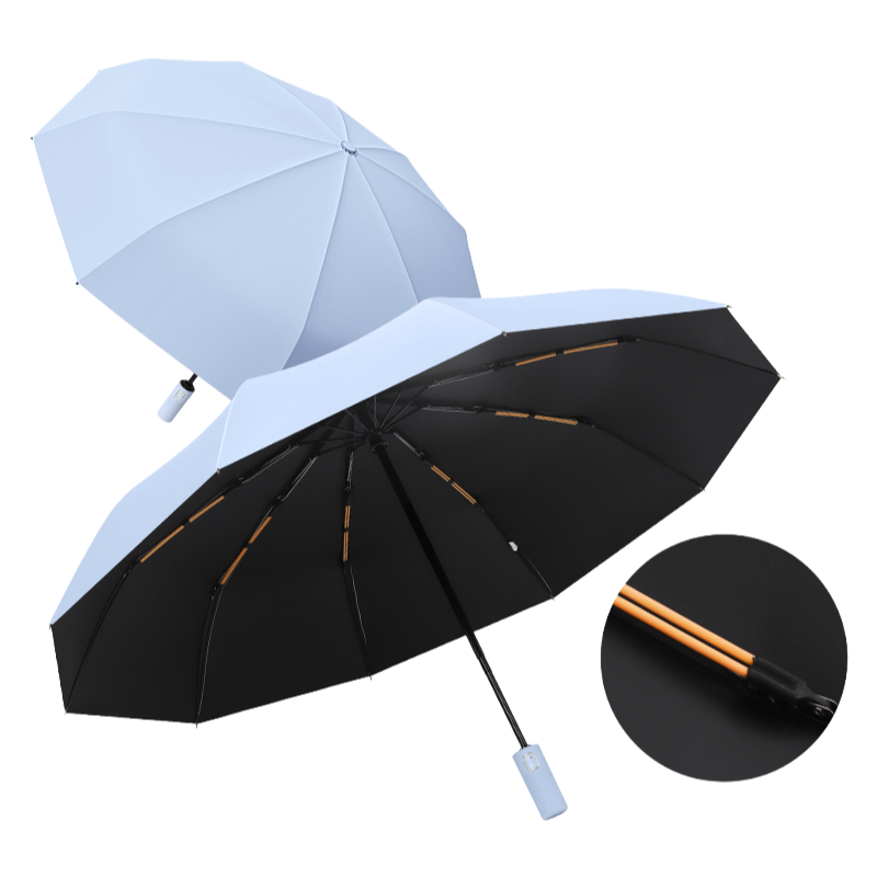 丰懋 自动折叠雨伞黑胶防晒遮阳伞户外双人可用雨伞 FXYB02 64*103cm  10k双骨雾霾蓝（单位：把）