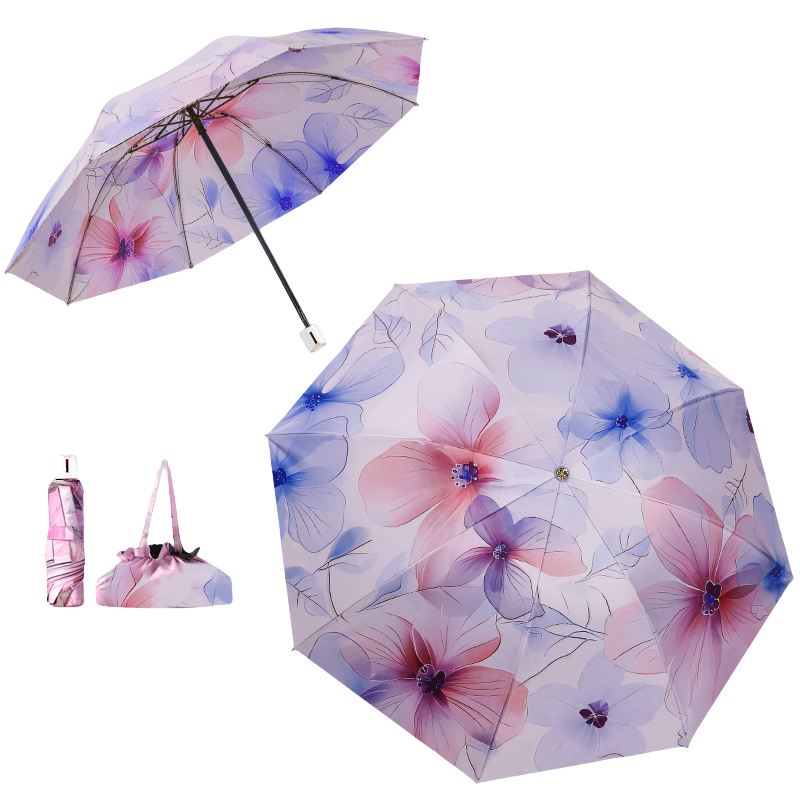丰懋 折叠伞遮阳伞手动双层八骨黑胶雨伞 FXYB09 57*98cm 陌上花开含手提包（单位：把）