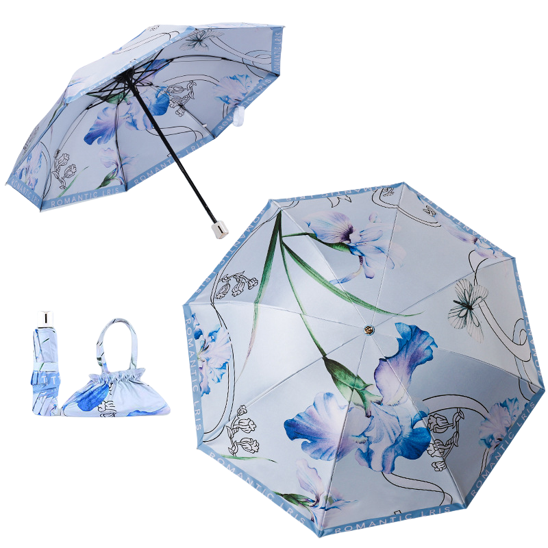 丰懋 折叠伞遮阳伞手动双层八骨黑胶雨伞 FXYB09 57*98cm  蝶恋花含手提包（单位：把）