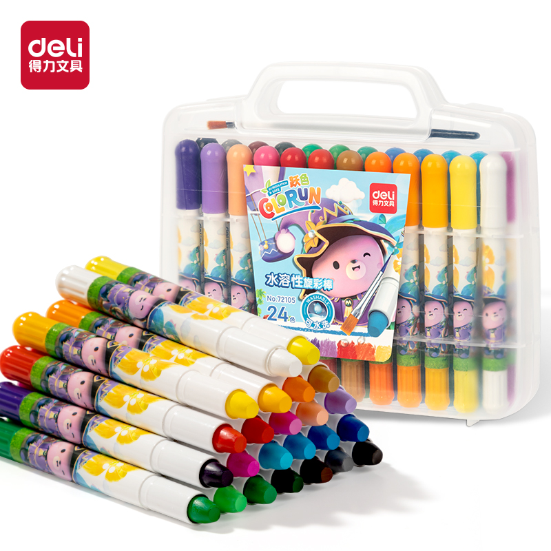 得力(deli) 水溶性旋彩棒 72105 24色  混色（单位：盒）