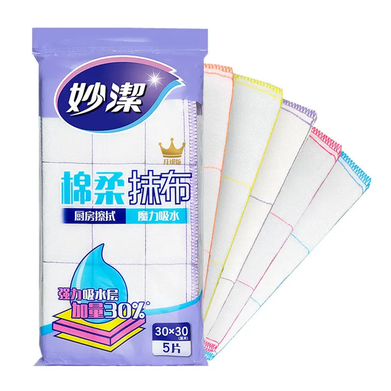 妙洁（MIAOJIE） 抹布 绵柔强力吸水 5片装 混色（单位：包）