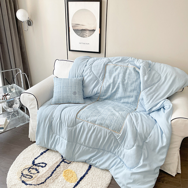 樵纪 小香风抱枕被 日光蓝 40*40cm展开被子100*150cm 蓝色（单位：只）