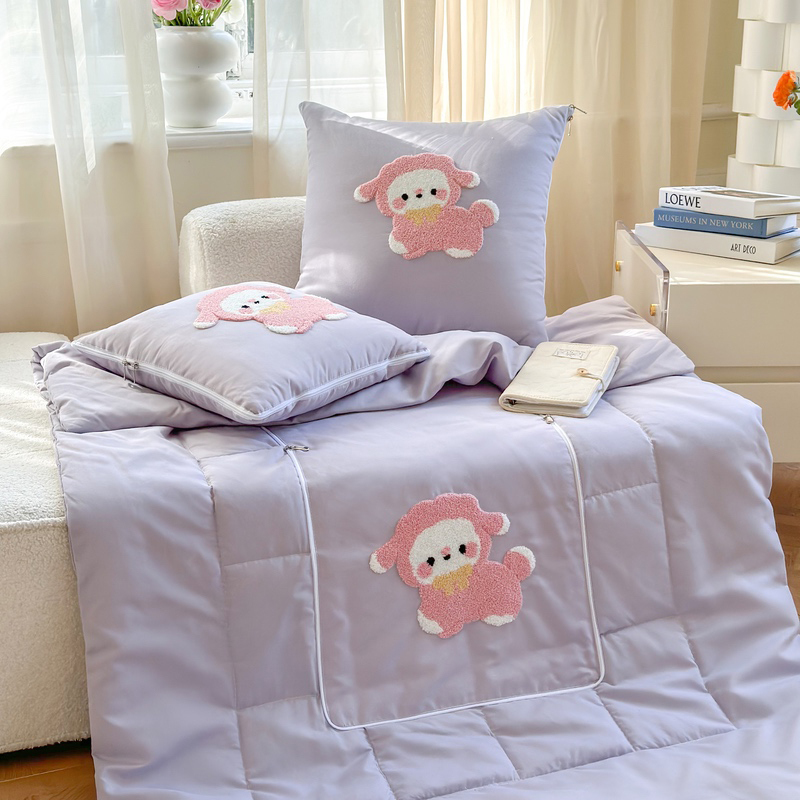 樵纪 咕噜咕噜刺绣抱枕被 小羊 50*50cm展开被子150*200cm 紫色（单位：只）