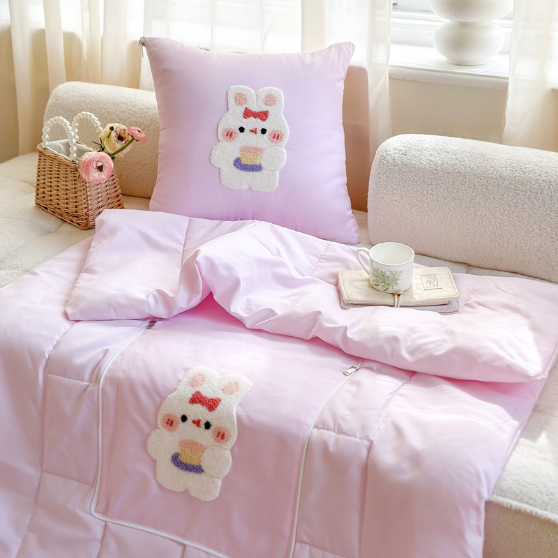 樵纪 咕噜咕噜刺绣抱枕被 小兔 50*50cm展开被子150*200cm 香芋色（单位：只）