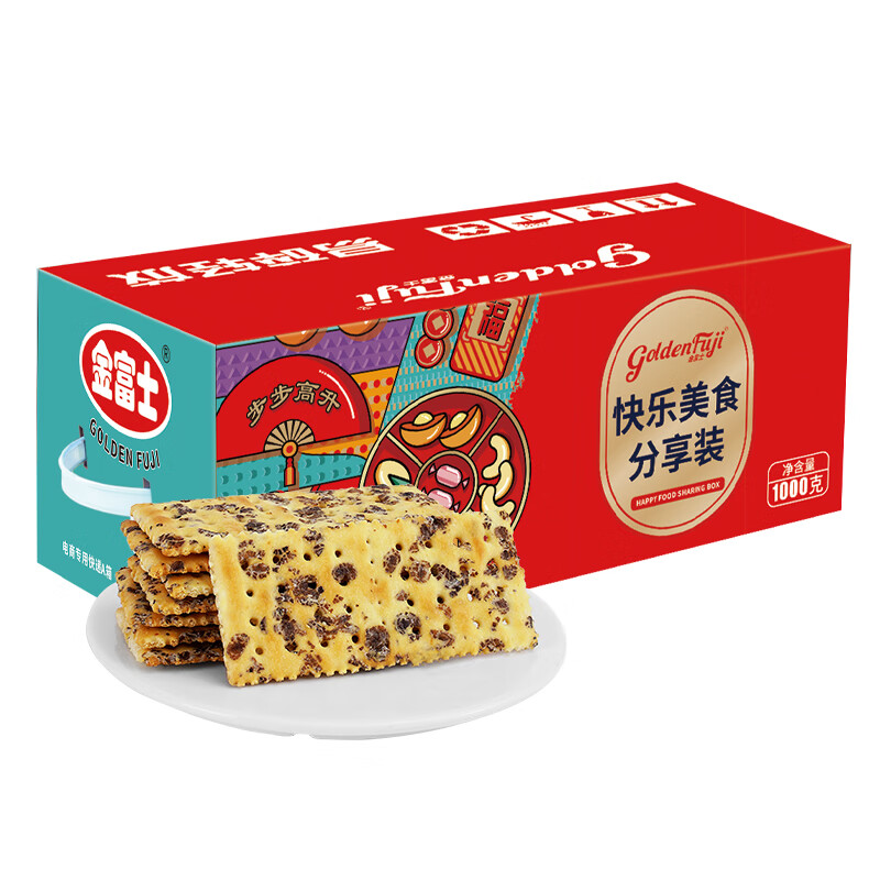金富士 苏打饼干 海盐黑麦 小袋装 1KG 红色（单位：箱）