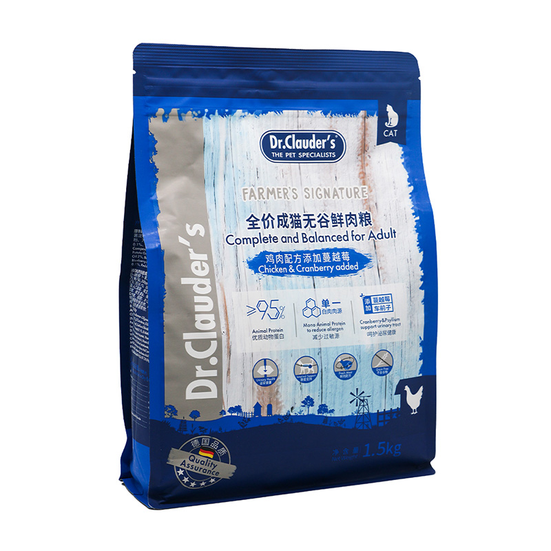克劳德医生 成猫粮 成猫用无谷鲜肉粮鸡肉配方添加蔓越莓 1.5kg 蓝色（单位：袋）