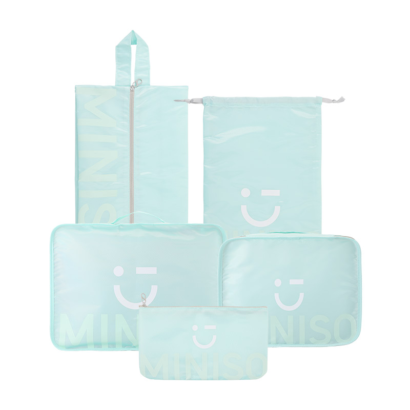 名创优品（MINISO） 英伦斜纹旅行收纳 SO-OP2007 五件套 天蓝色（单位：套）