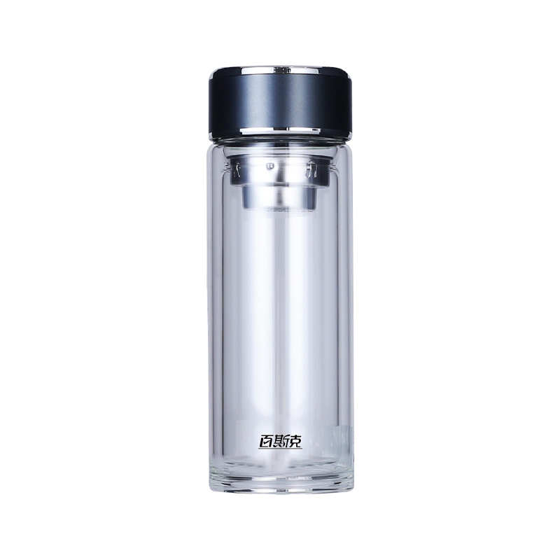 百斯克 雅致茶水分离双层玻璃杯 BSK-YZH260540 300ml 透明色（单位：个）